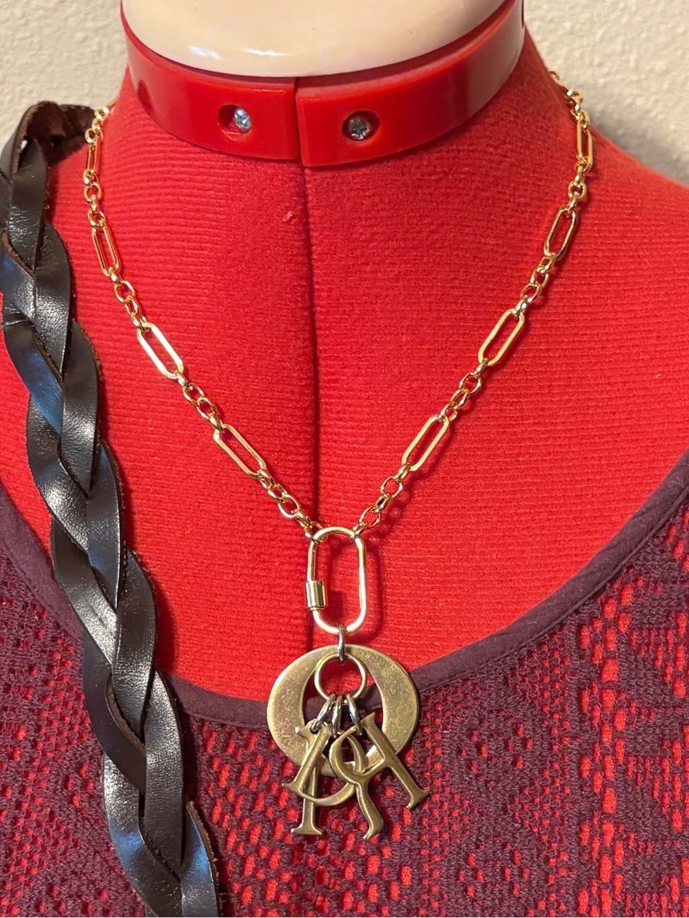 Authentic Christian Dior 4 Piece Charm on 18" Unbranded 18 kt gold filled chain